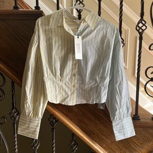 Dance & Marvel Yellow and Blue Striped Top